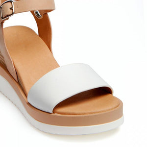 Women Peep Toe Magic Tape Wedges Crossed Sandals