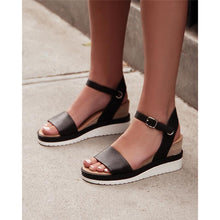 Load image into Gallery viewer, Women Peep Toe Magic Tape Wedges Crossed Sandals