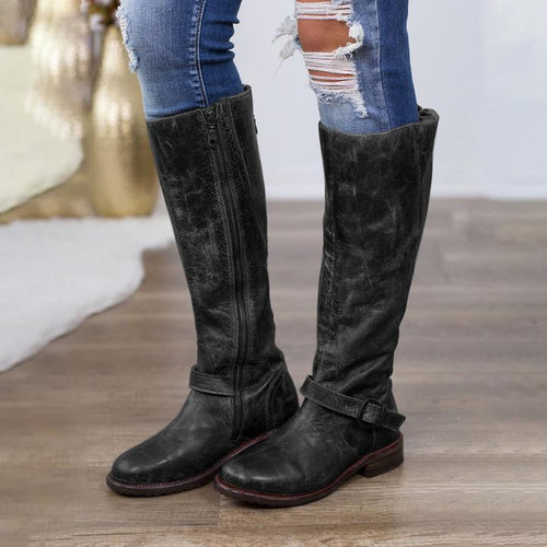 Fashion Women Low Heel Long Knight Boots