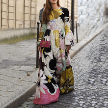 Load image into Gallery viewer, Ethnic Style Long Flare Sleeves Floral Printed Maxi Dress