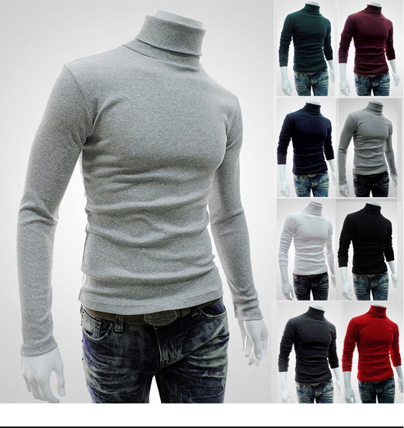 Men's Plain Casual High Neck Sweater