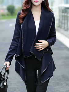 Turtle Neck Front Wrapped Zipper Trench Coat