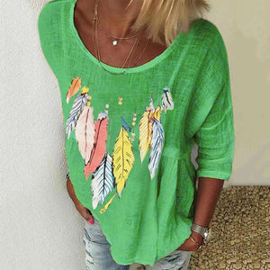 Casual Round Neck Long Sleeve Printed T-Shirt