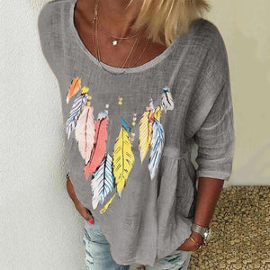 Casual Round Neck Long Sleeve Printed T-Shirt