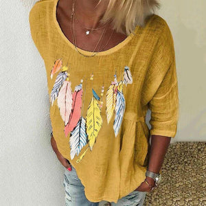 Casual Round Neck Long Sleeve Printed T-Shirt