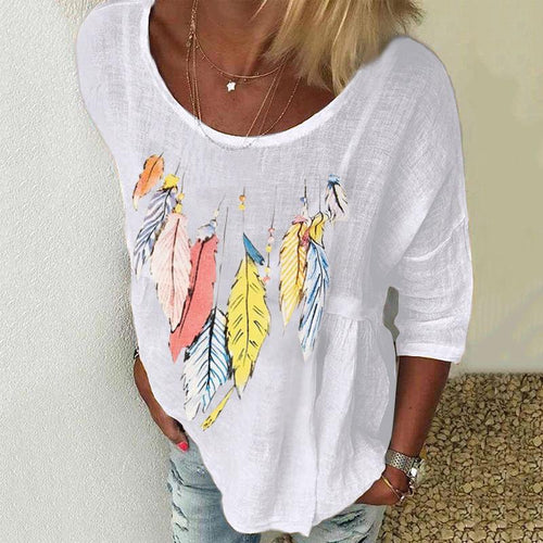 Casual Round Neck Long Sleeve Printed T-Shirt