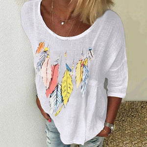 Casual Round Neck Long Sleeve Printed T-Shirt