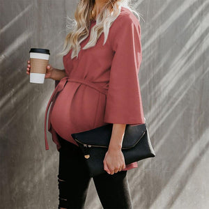 Maternity Pure Color Long Sleeve Shirt