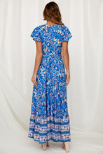 Load image into Gallery viewer, Big Pendulum V-Neck Beach Holiday Tie Printing Vacation Maxi Dress