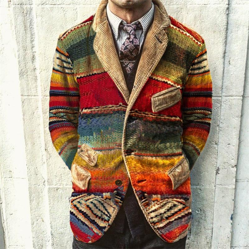 Vintage Rainbow Print Corduroy Jacket