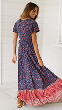 Load image into Gallery viewer, Big Pendulum V-Neck Beach Holiday Tie Printing Vacation Maxi Dress