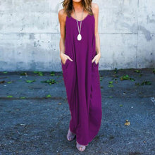 Load image into Gallery viewer, Spaghetti Strap  Loose Fitting Slit Pocket  Plain  Sleeveless Maxi Dresses