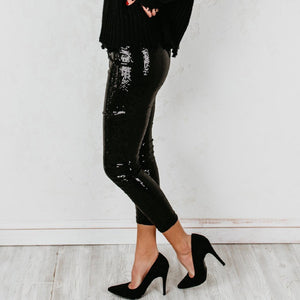 Elegant Bodycon Sequin Slim Legging Pants