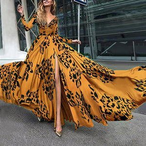 Long Sleeved V-Neck Diana Fall Maxi Dress