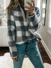 Load image into Gallery viewer, Fashion Plaid Long Sleeve Turtleneck Zip Sweatshirt