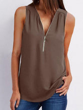 Load image into Gallery viewer, V Neck  Zipper  Plain  Vests Shirt