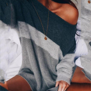 Scoop Neck  Color Block Sweaters