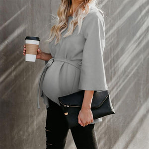 Maternity Pure Color Long Sleeve Shirt