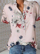 Load image into Gallery viewer, Short Sleeve Flower Print Loose Blouse