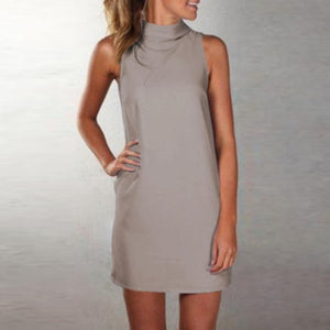 Crew Neck  Plain  Sleeveless Casual Dresses