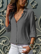 Load image into Gallery viewer, Turn Down Collar  Single Breasted  Plain  Blouses