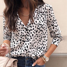 Load image into Gallery viewer, Turn Down Collar  Leopard  Blouses