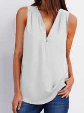 Load image into Gallery viewer, V Neck  Zipper  Plain  Vests Shirt