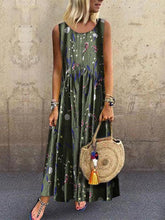 Load image into Gallery viewer, Fashion Floral Stitching Round Neck Sleeveless Loose Dresses