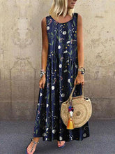 Load image into Gallery viewer, Fashion Floral Stitching Round Neck Sleeveless Loose Dresses