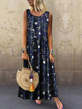 Load image into Gallery viewer, Fashion Floral Stitching Round Neck Sleeveless Loose Dresses