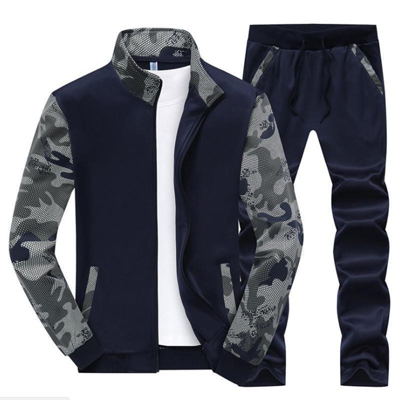 Men Stand Collar Camouflage Sport Suits