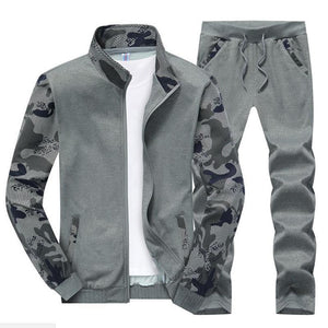 Men Stand Collar Camouflage Sport Suits