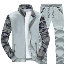 Load image into Gallery viewer, Men Stand Collar Camouflage Sport Suits