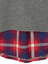 Load image into Gallery viewer, Round Neck Plaid High-Low Long Sleeve T-Shirt