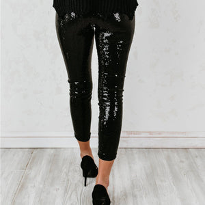 Elegant Bodycon Sequin Slim Legging Pants