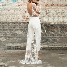 Load image into Gallery viewer, Perspective Lace Front Short Long White Maxi Evening Dress