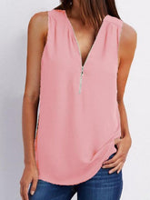 Load image into Gallery viewer, V Neck  Zipper  Plain  Vests Shirt