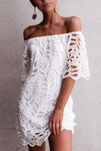 Load image into Gallery viewer, Sexy One-Shoulder Lace Short-Sleeved Dress