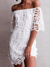 Load image into Gallery viewer, Sexy One-Shoulder Lace Short-Sleeved Dress