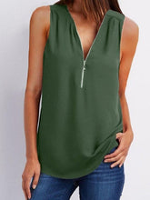 Load image into Gallery viewer, V Neck  Zipper  Plain  Vests Shirt