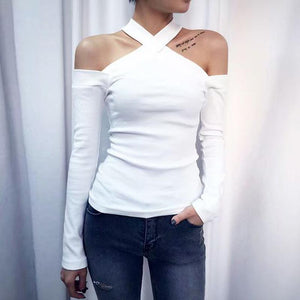 Fashion Strapless Long-Sleeved T-Shirt