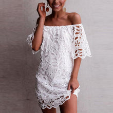 Load image into Gallery viewer, Sexy One-Shoulder Lace Short-Sleeved Dress